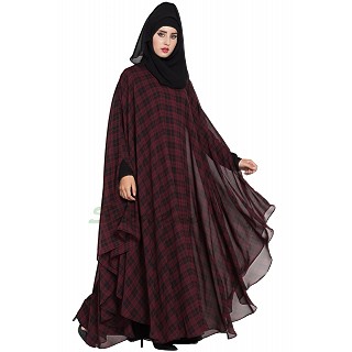Checkered Irani kaftan with Black inner abaya